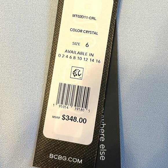 BCBGMAXAZRIA Strapless Crepe Gown Dress 6 Crystal Blue Party Cocktail Wedding - Picture 9 of 12